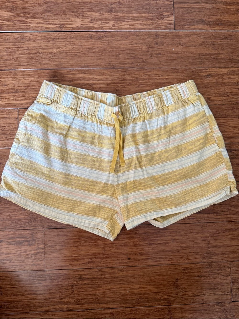 Patagonia Yellow and Cream Striped Shorts